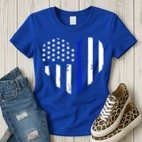 Thin Blue Line Heart Flag Police Officer Support Gift Women's T-Shirt thumb 3