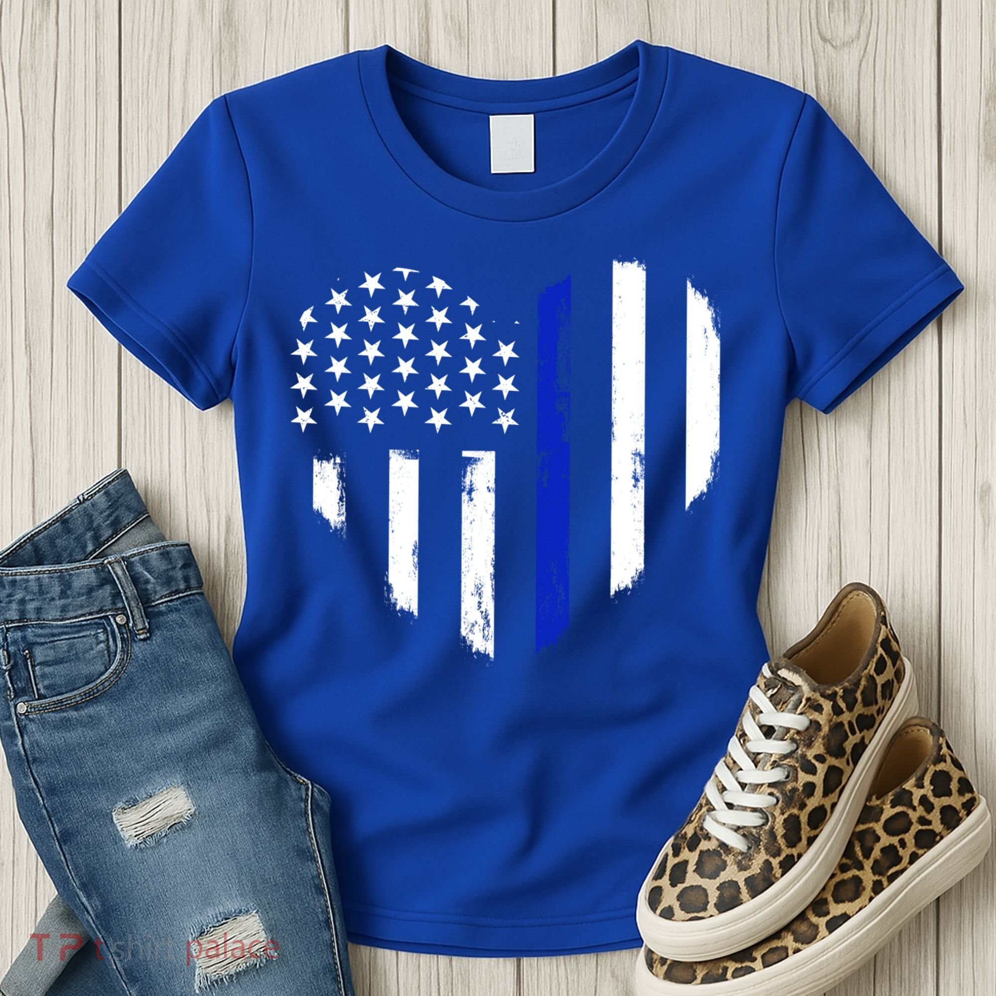 Thin Blue Line Heart Flag Police Officer Support Gift Women's T-Shirt