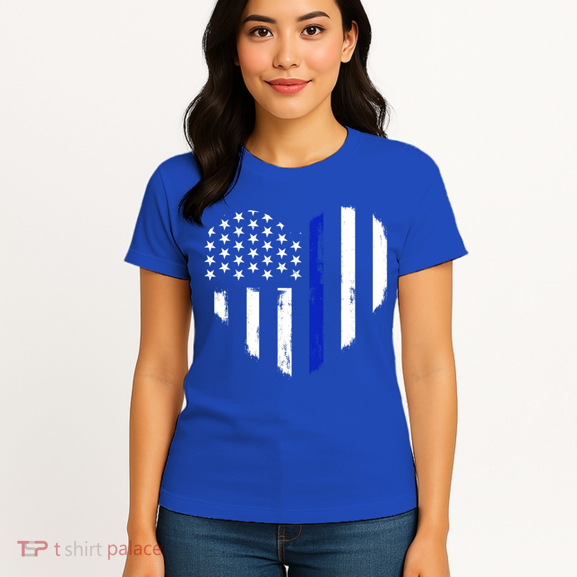 Thin Blue Line Heart Flag Police Officer Support Gift Women's T-Shirt