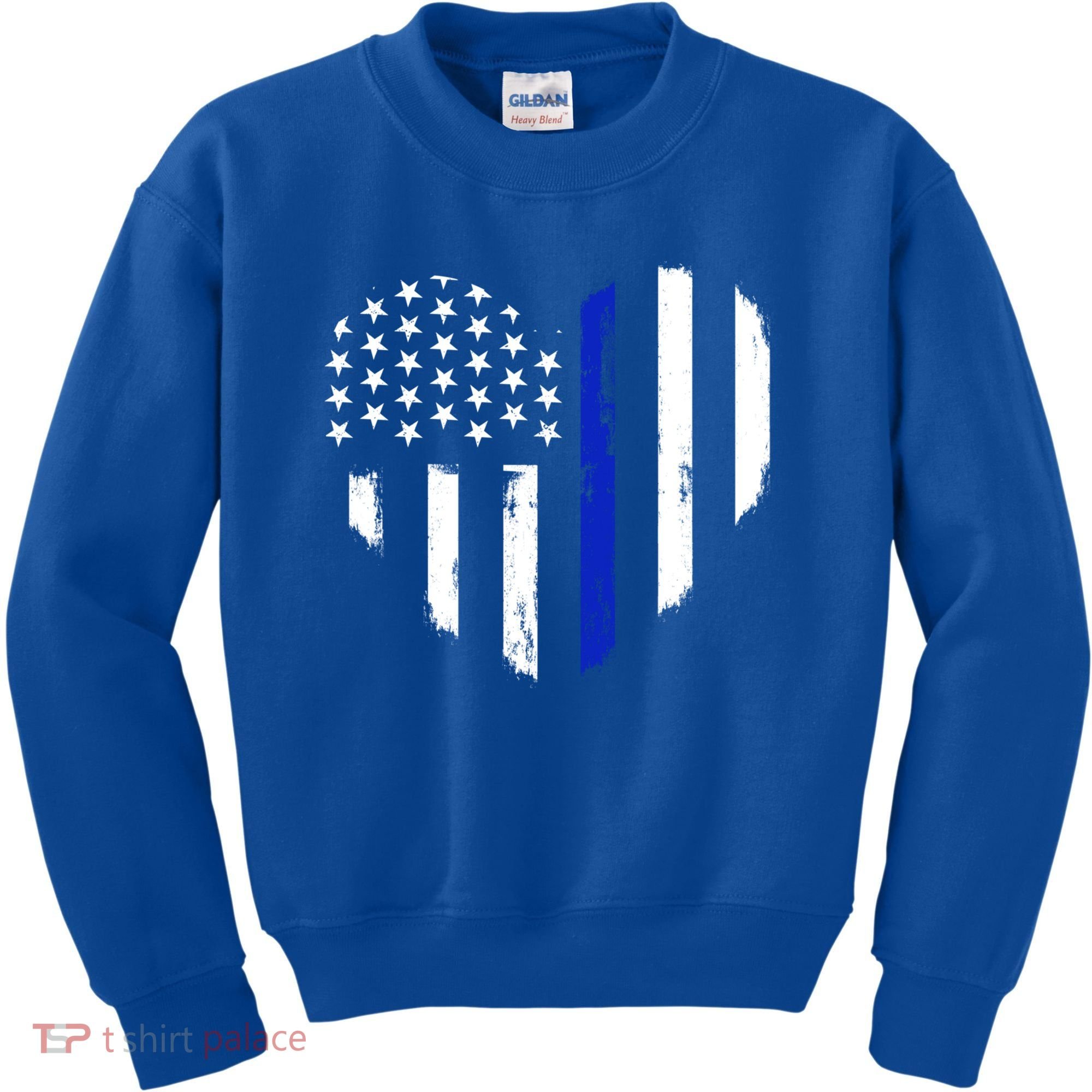 Thin Blue Line Heart Flag Police Officer Support Gift Kids Sweatshirt