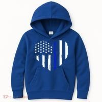 Thin Blue Line Heart Flag Police Officer Support Gift Kids Hoodie thumb 0