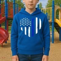 Thin Blue Line Heart Flag Police Officer Support Gift Kids Hoodie thumb 2