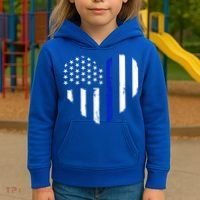 Thin Blue Line Heart Flag Police Officer Support Gift Kids Hoodie thumb 3