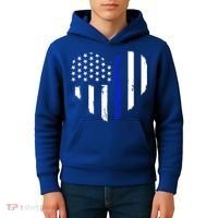 Thin Blue Line Heart Flag Police Officer Support Gift Kids Hoodie thumb 4