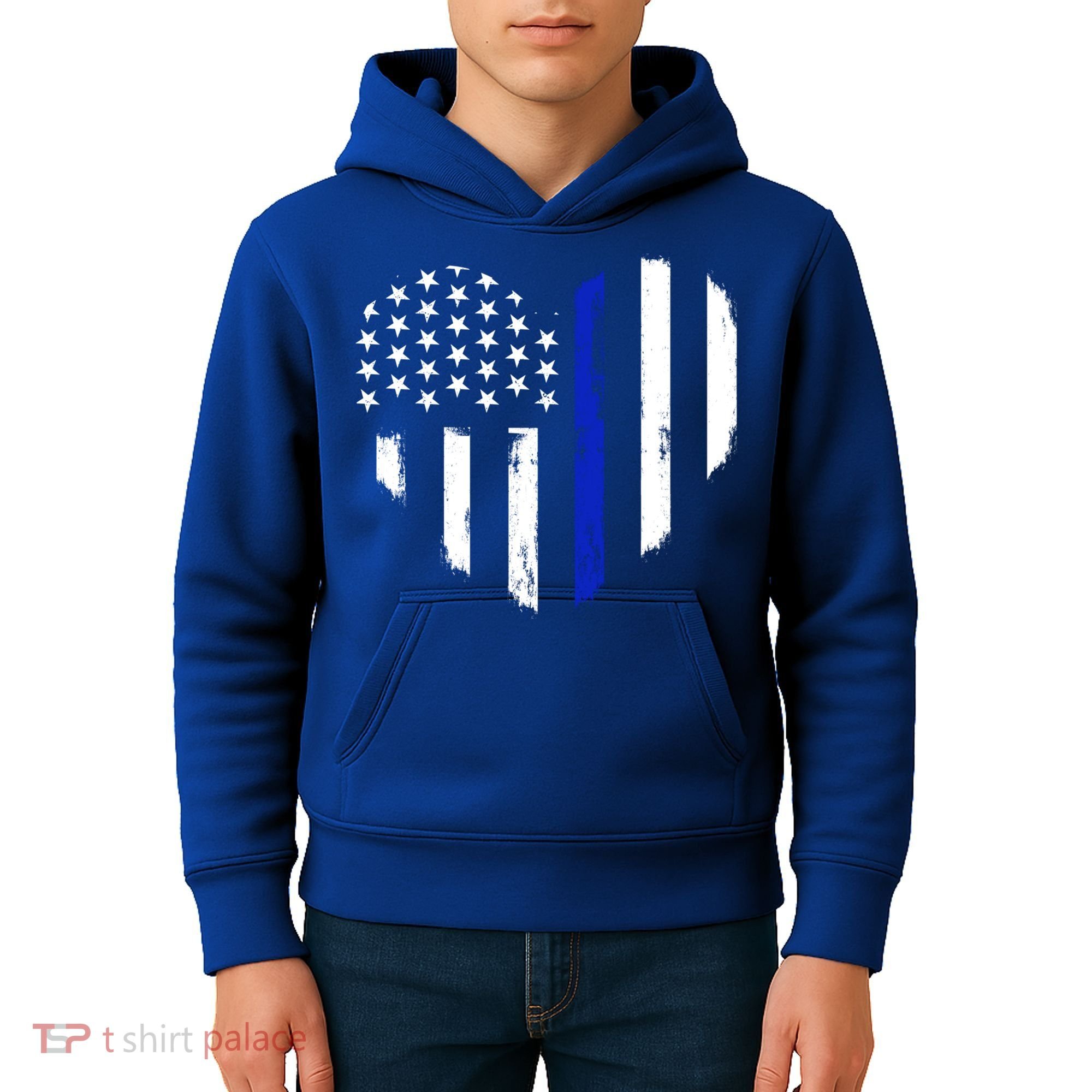 Thin Blue Line Heart Flag Police Officer Support Gift Kids Hoodie