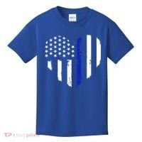 Thin Blue Line Heart Flag Police Officer Support Gift Kids T-Shirt thumb 0