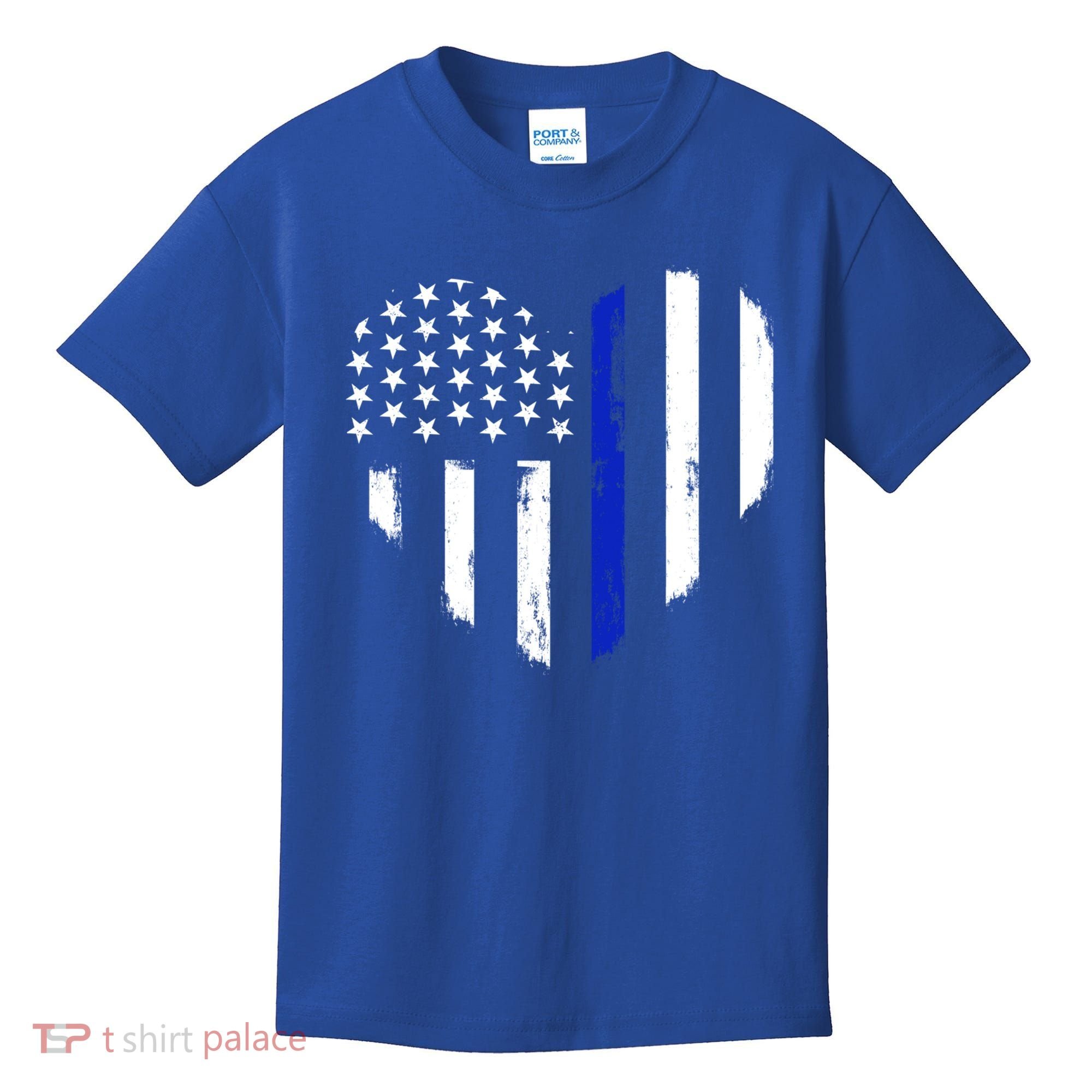 Thin Blue Line Heart Flag Police Officer Support Gift Kids T-Shirt