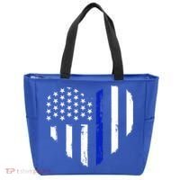 Thin Blue Line Heart Flag Police Officer Support Gift Tote Bag thumb 0