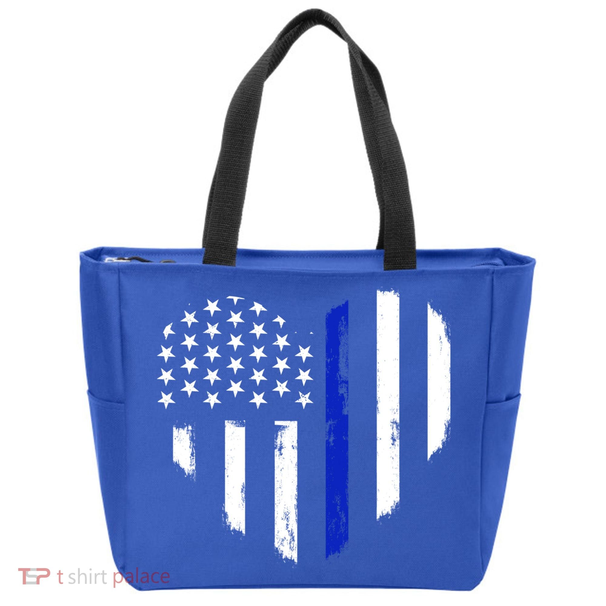Thin Blue Line Heart Flag Police Officer Support Gift Tote Bag