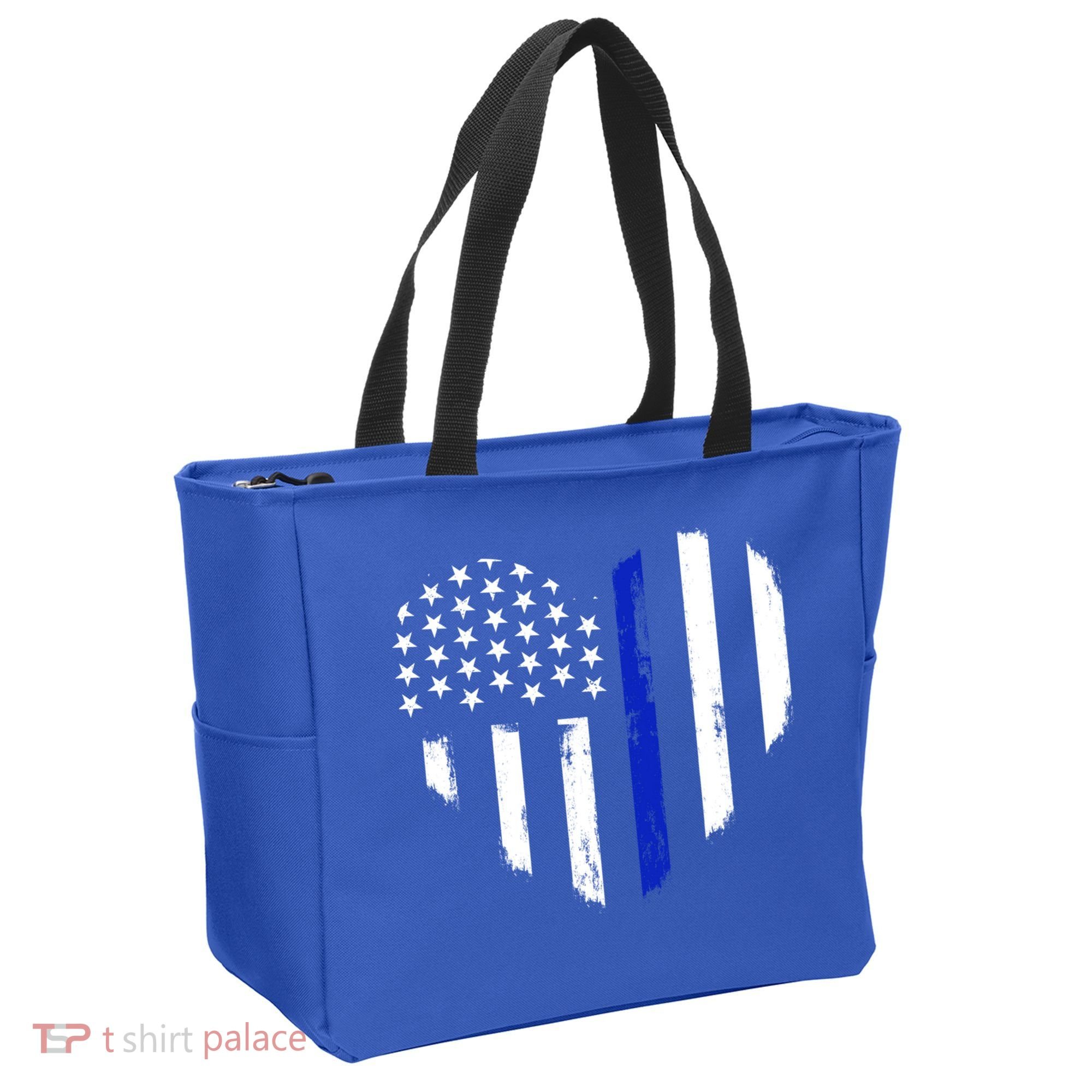 Thin Blue Line Heart Flag Police Officer Support Gift Tote Bag