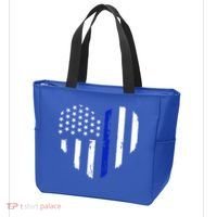 Thin Blue Line Heart Flag Police Officer Support Gift Tote Bag thumb 3