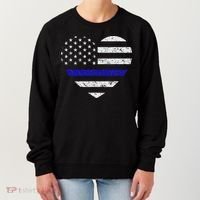 Thin Blue Line American Flag Heart Police Women's Sweatshirt thumb 0