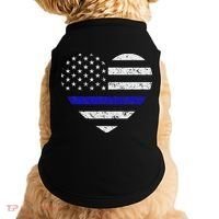 Thin Blue Line American Flag Heart Police Doggie Tank thumb 0