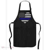 Thin Blue Line American Flag Heart Police Apron thumb 0