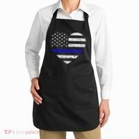 Thin Blue Line American Flag Heart Police Apron thumb 2