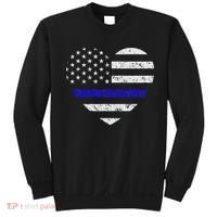 Thin Blue Line American Flag Heart Police Sweatshirt thumb 0