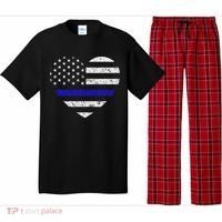 Thin Blue Line American Flag Heart Police Pajama Set thumb 0