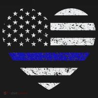 Thin Blue Line American Flag Heart Police Women's Hoodie thumb 2
