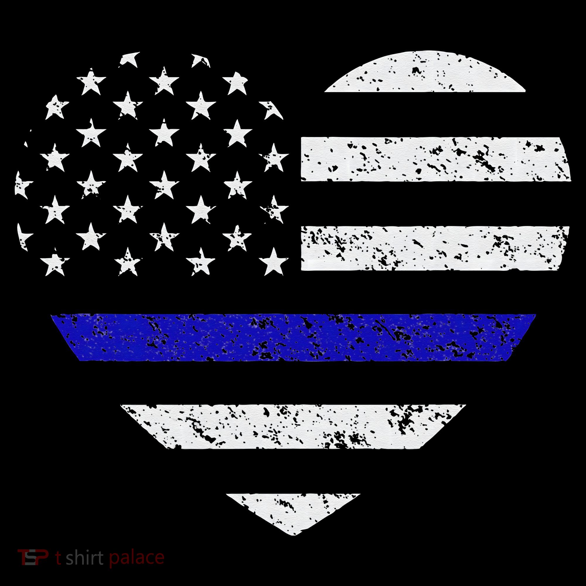 Thin Blue Line American Flag Heart Police Women's Hoodie