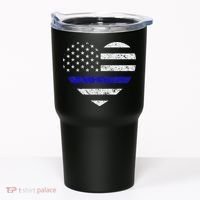 Thin Blue Line American Flag Heart Police Tumbler thumb 0