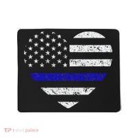 Thin Blue Line American Flag Heart Police Mousepad thumb 0