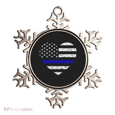 Thin Blue Line American Flag Heart Police Ornament