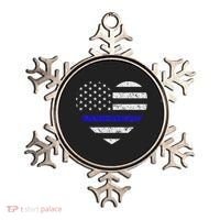 Thin Blue Line American Flag Heart Police Ornament thumb 0