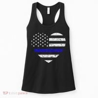 Thin Blue Line American Flag Heart Police Women's Tank Top thumb 0