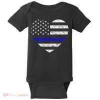 Thin Blue Line American Flag Heart Police Baby Bodysuit thumb 0
