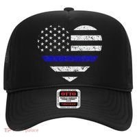 Thin Blue Line American Flag Heart Police Hat thumb 0