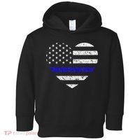 Thin Blue Line American Flag Heart Police Toddler Hoodie thumb 0