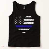 Thin Blue Line American Flag Heart Police Tank Top thumb 2
