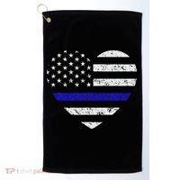 Thin Blue Line American Flag Heart Police Golf Towel thumb 0