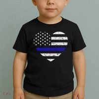 Thin Blue Line American Flag Heart Police Toddler T-Shirt thumb 2