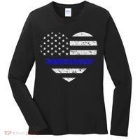 Thin Blue Line American Flag Heart Police Women's Long Sleeve Shirt thumb 0