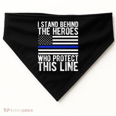 Thin Blue Line Flag Police Hero Law Enforcement Support USA-Made Doggie Bandana