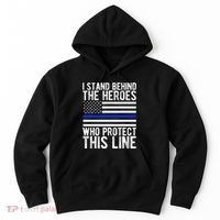 Thin Blue Line Flag Police Hero Law Enforcement Support Hoodie thumb 0