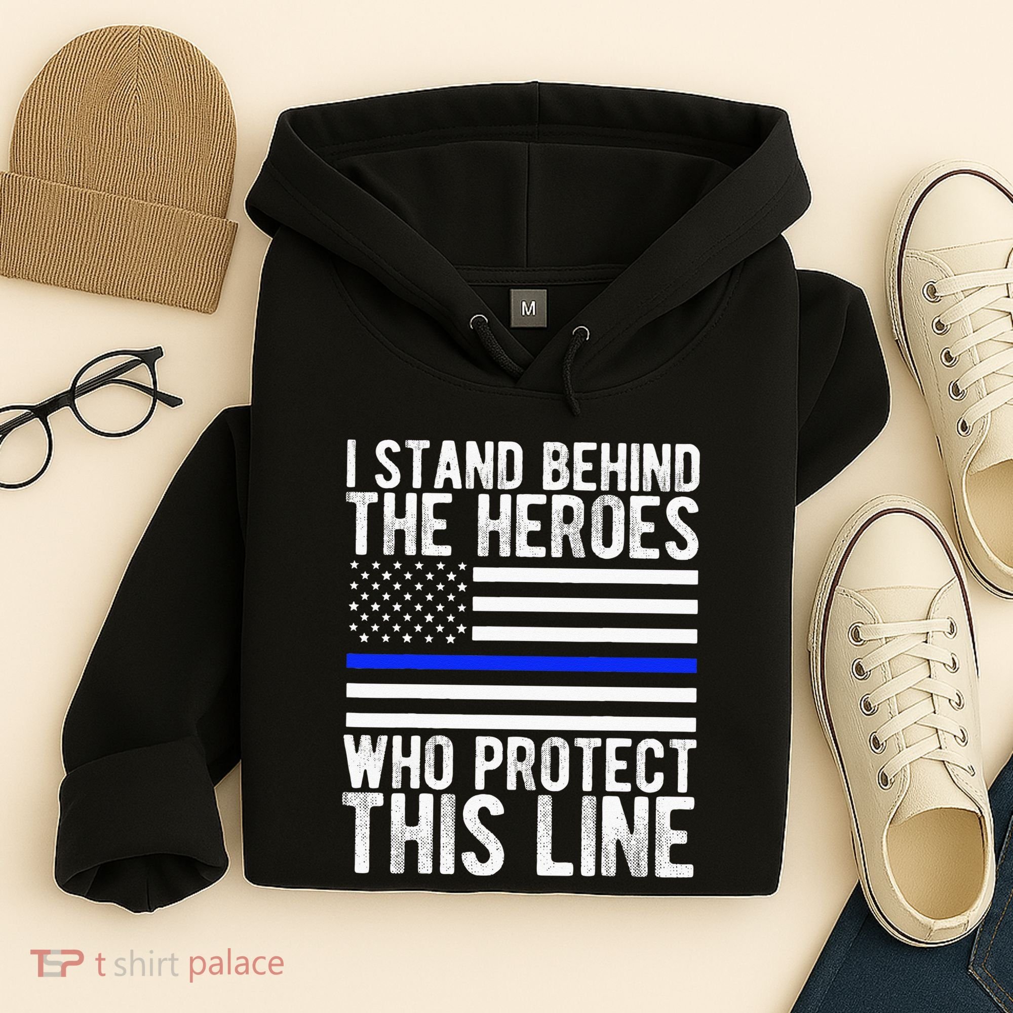 Thin Blue Line Flag Police Hero Law Enforcement Support Hoodie