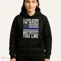 Thin Blue Line Flag Police Hero Law Enforcement Support Hoodie thumb 5