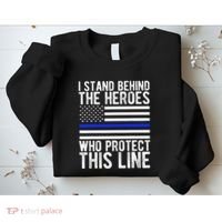 Thin Blue Line Flag Police Hero Law Enforcement Support Sweatshirt thumb 2