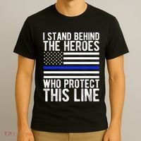 Thin Blue Line Flag Police Hero Law Enforcement Support T-Shirt thumb 3