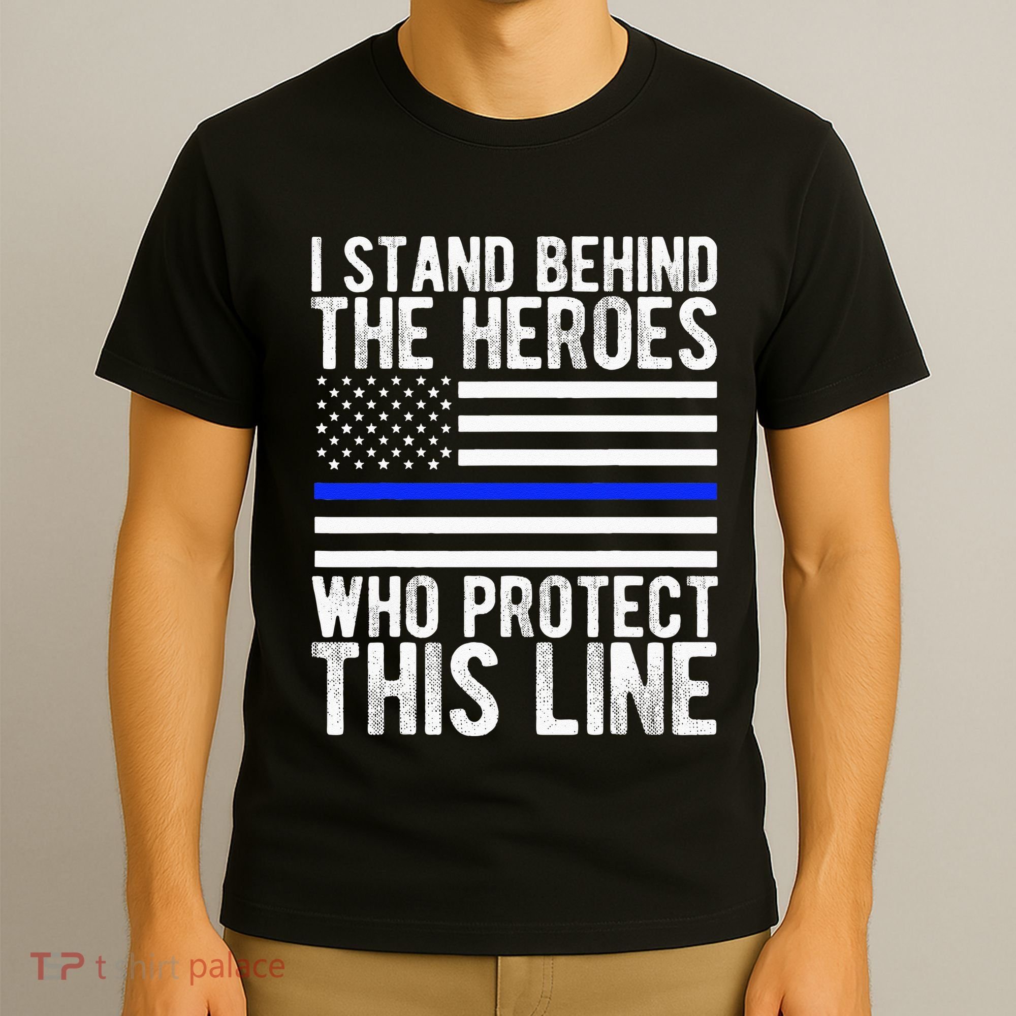 Thin Blue Line Flag Police Hero Law Enforcement Support T-Shirt