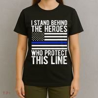 Thin Blue Line Flag Police Hero Law Enforcement Support T-Shirt thumb 4