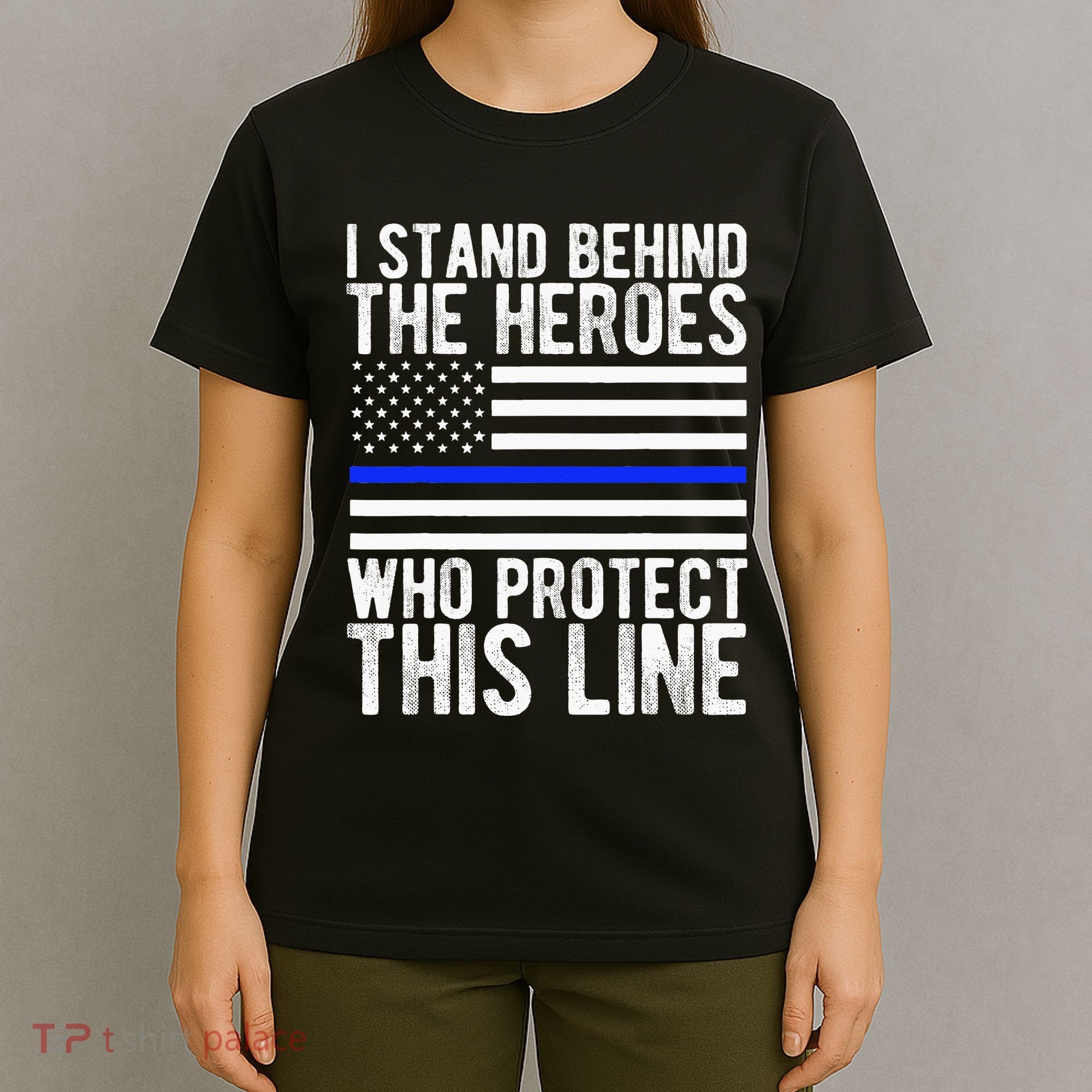 Thin Blue Line Flag Police Hero Law Enforcement Support T-Shirt