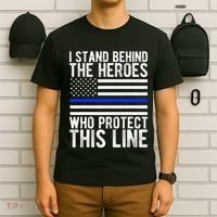 Thin Blue Line Flag Police Hero Law Enforcement Support T-Shirt thumb 6