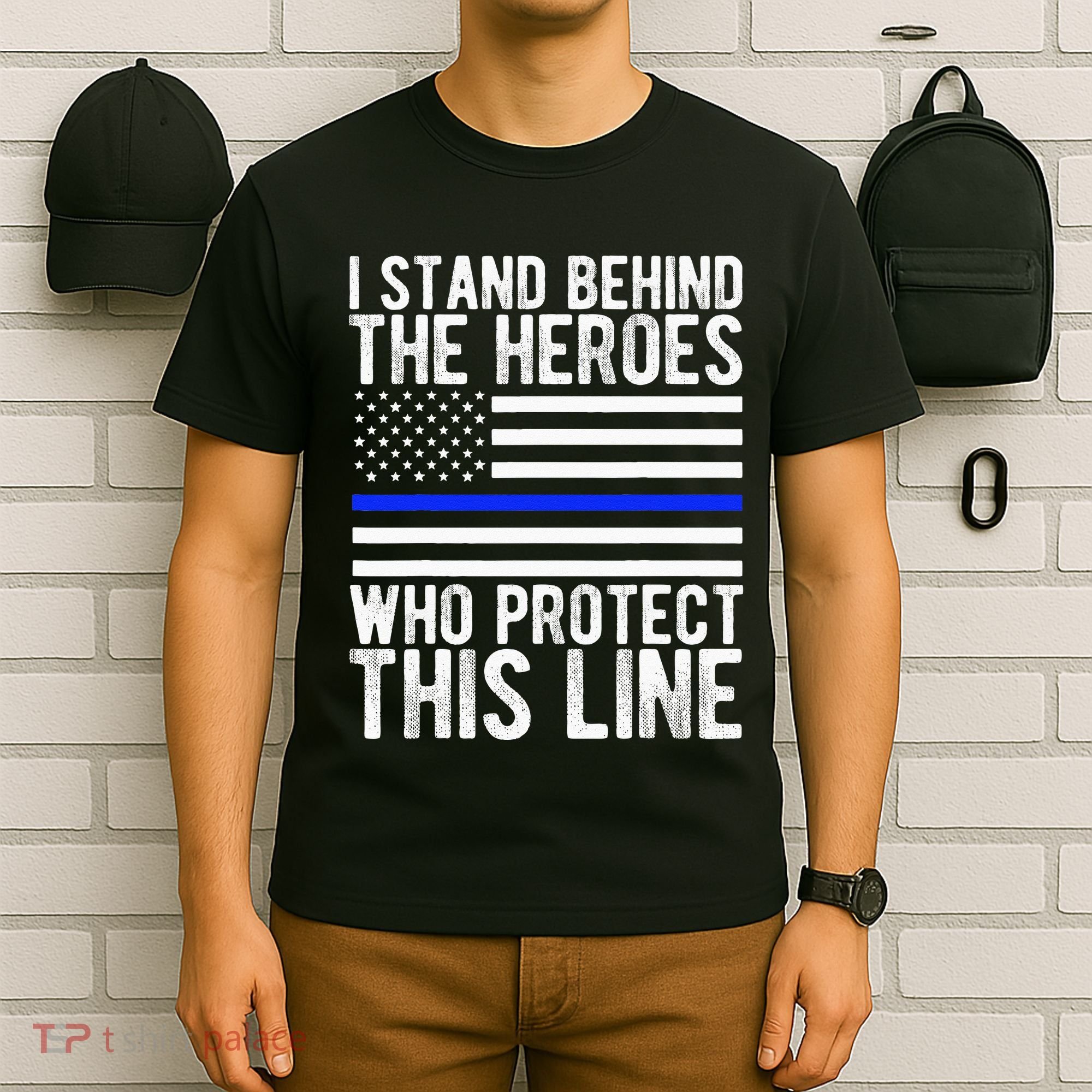 Thin Blue Line Flag Police Hero Law Enforcement Support T-Shirt
