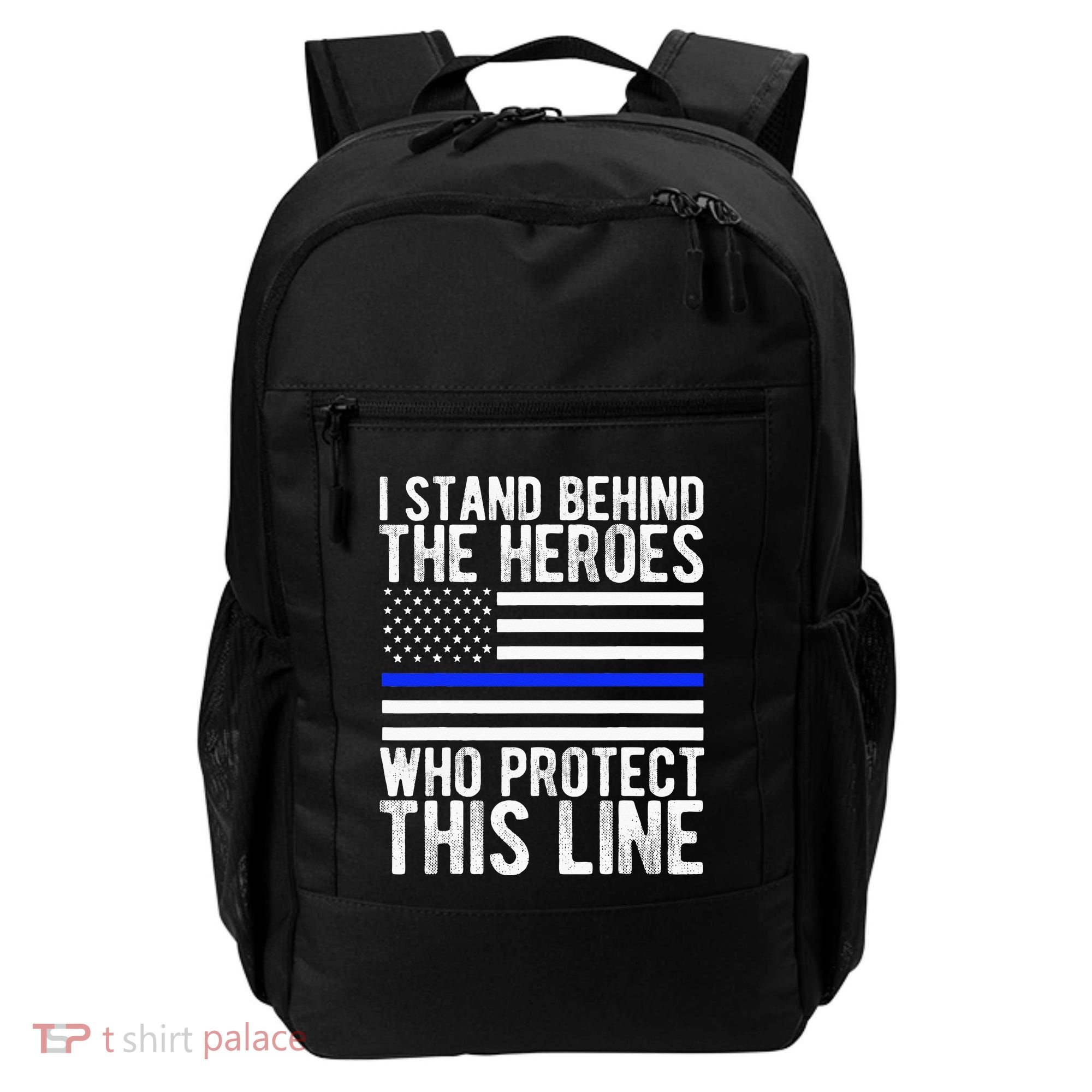 Thin Blue Line Flag Police Hero Law Enforcement Support Backpack
