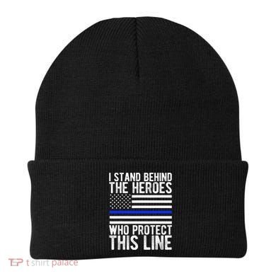 Thin Blue Line Flag Police Hero Law Enforcement Support Beanie