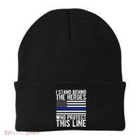 Thin Blue Line Flag Police Hero Law Enforcement Support Beanie thumb 0
