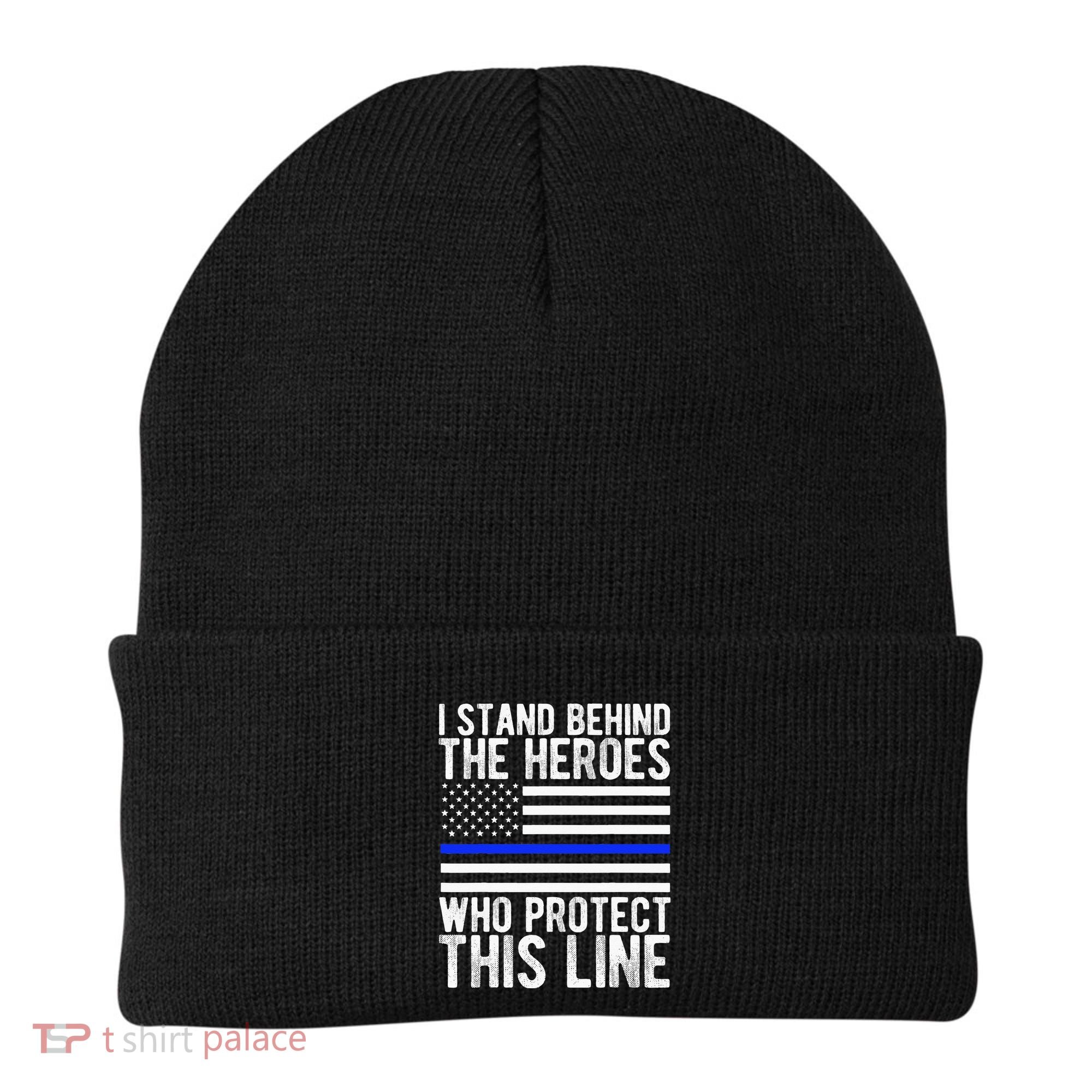 Thin Blue Line Flag Police Hero Law Enforcement Support Beanie